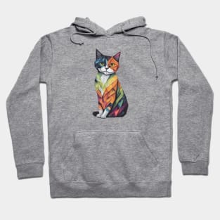 Watercolored Geometric Cat Hoodie